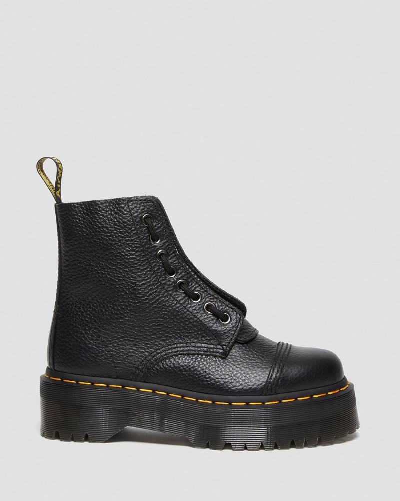 Dr Martens Sinclair Milled Nappa Leren Platform Laarzen Dames Zwart | NL 523PJJ